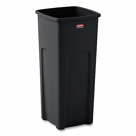 Untouchable Square Waste Receptacle, 23 gal, Plastic, Black (356988BK)