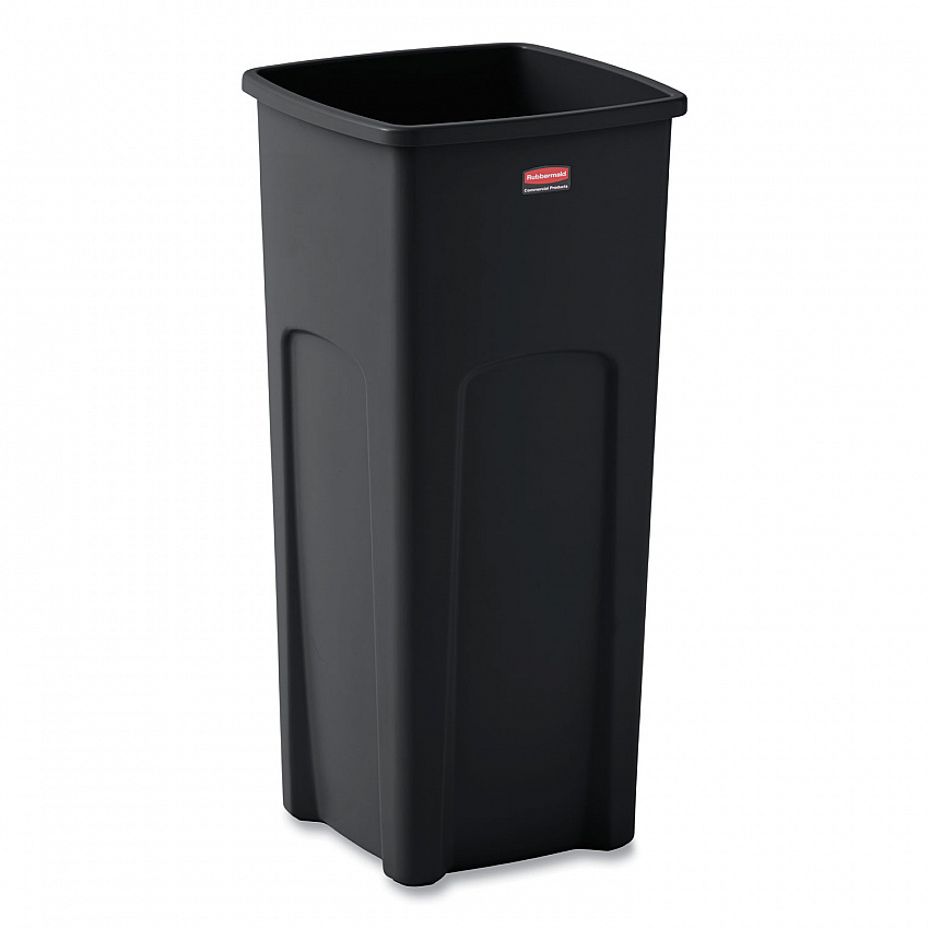 Untouchable Square Waste Receptacle, 23 gal, Plastic, Black (356988BK)