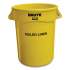 Rubbermaid Commercial Round Brute Container with "Soiled Linen" Imprint, Plastic, 32 gal, Yellow (263294YEL)