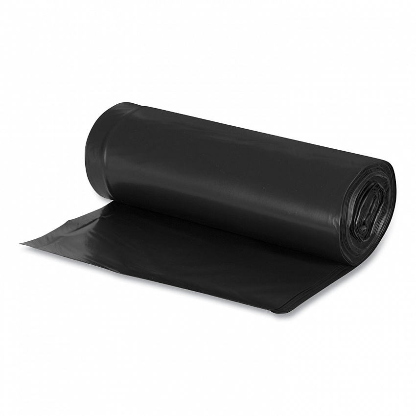 Linear Low Density Recycled Can Liners, 60 gal, 1.25 mil, 38" x 58", Black, 10 Bags/Roll, 10 Rolls/Carton (RNW6050)