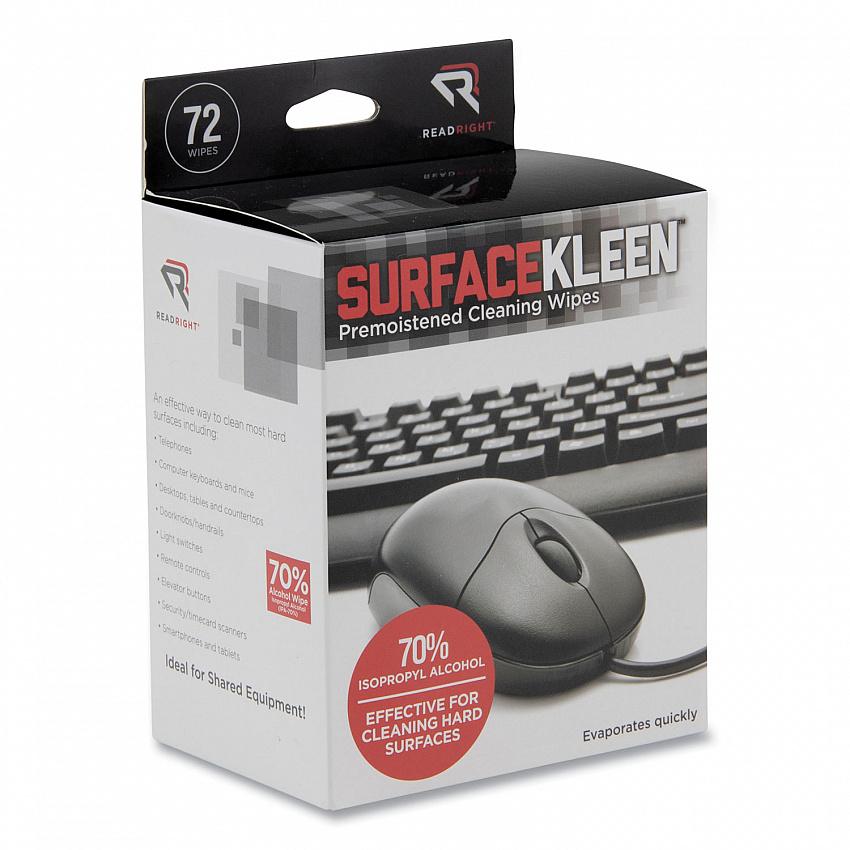 SurfaceKleen Premoistened Alcohol Cleaning Wipes, 5 x 5, Individual Foil Packets, Unscented, White, 72/Box (RR15109)
