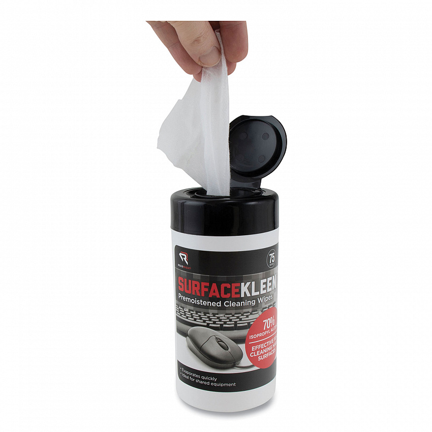 SurfaceKleen Premoistened Alcohol Cleaning Wipes, 6.38 x 5.4, Tub, Unscented, White, 75/Pack (RR15111)