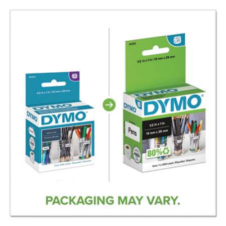 DYMO LabelWriter Multipurpose Labels, 0.5" x 1", White, 1000 Labels/Roll (30333)