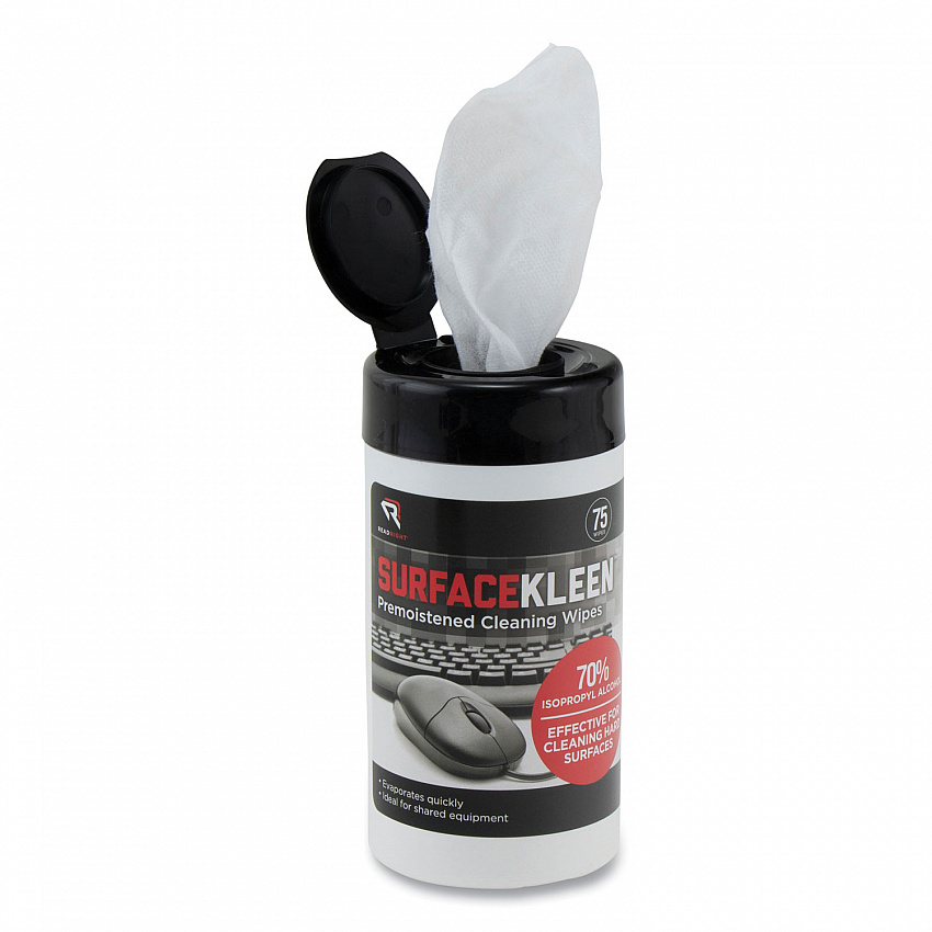 SurfaceKleen Premoistened Alcohol Cleaning Wipes, 6.38 x 5.4, Tub, Unscented, White, 75/Pack (RR15111)
