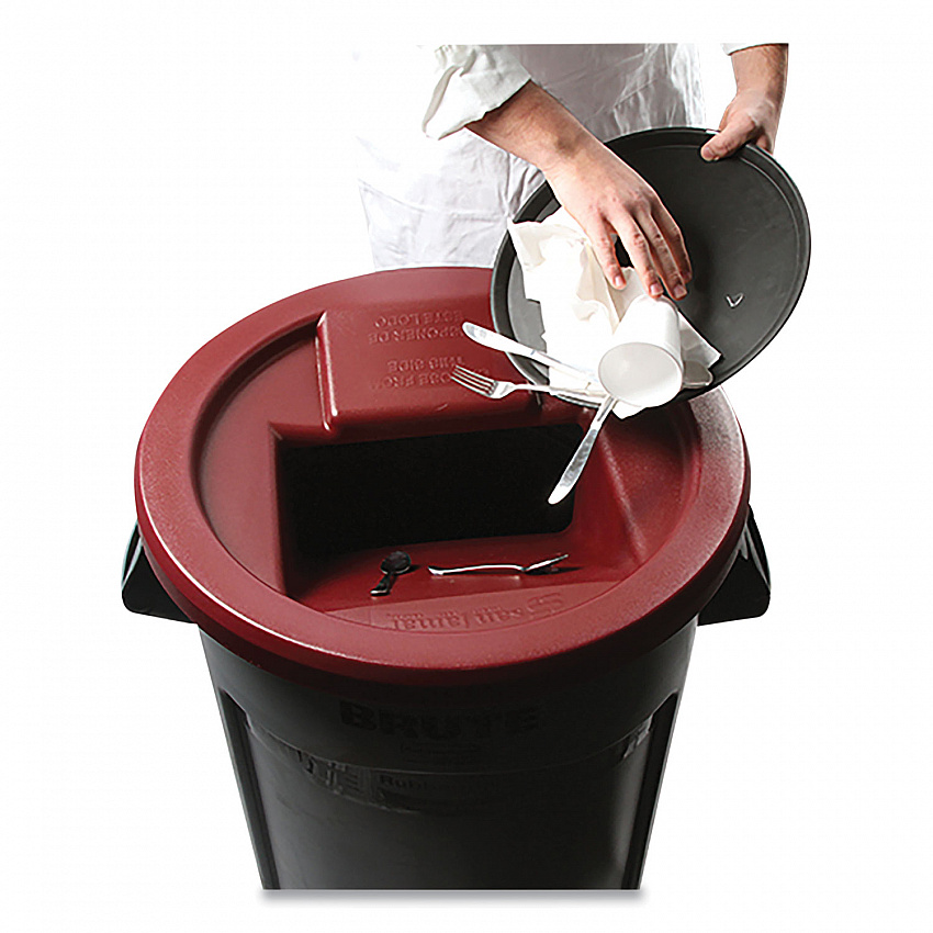 KatchAll Flatware Retriever, Round, 24" Diameter x 9h, 32/44 gal Capacity, Red (KA3244)