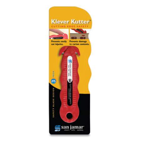 San Jamar Klever Kutter Safety Cutter, 3 Razor Blades, Red (KK403)