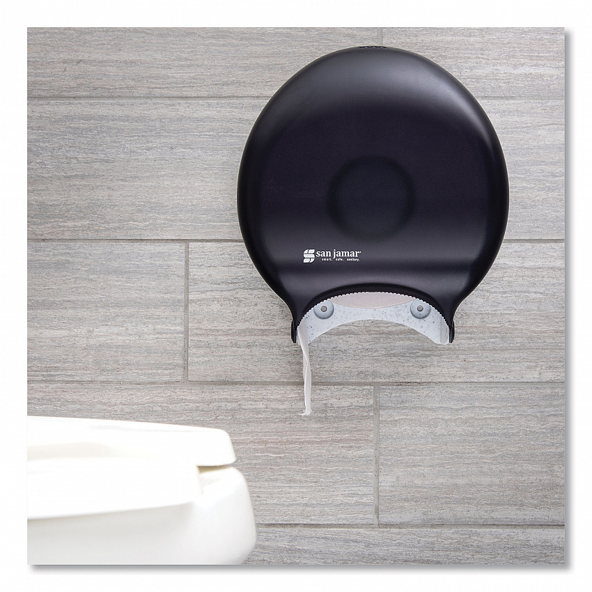 Single 9" Jumbo Bath Tissue Dispenser, Classic, 10.25 x 5.63 x 12, Transparent Black Pearl (R2000TBK)