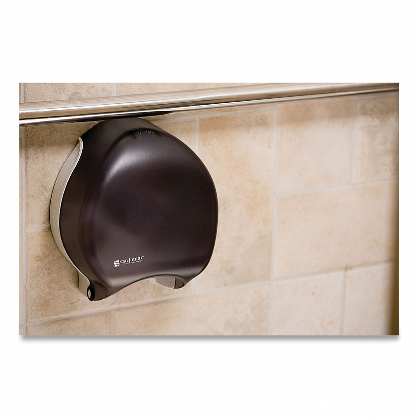 Single 9" Jumbo Bath Tissue Dispenser, Classic, 10.25 x 5.63 x 12, Transparent Black Pearl (R2000TBK)
