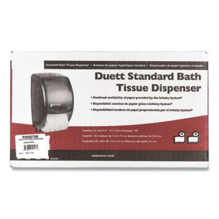 San Jamar Duett Standard Bath Tissue Dispenser, 2 Roll, 7 1/2w x 7d x 12 3/4h, Black Pearl (R3500TBK)
