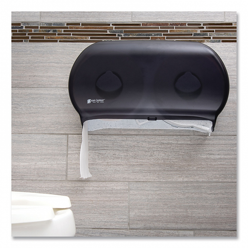 Twin 9" Jumbo BathTissue Dispenser, Classic, 19 x 5.25 x 12, Transparent Black Pearl (R4000TBK)
