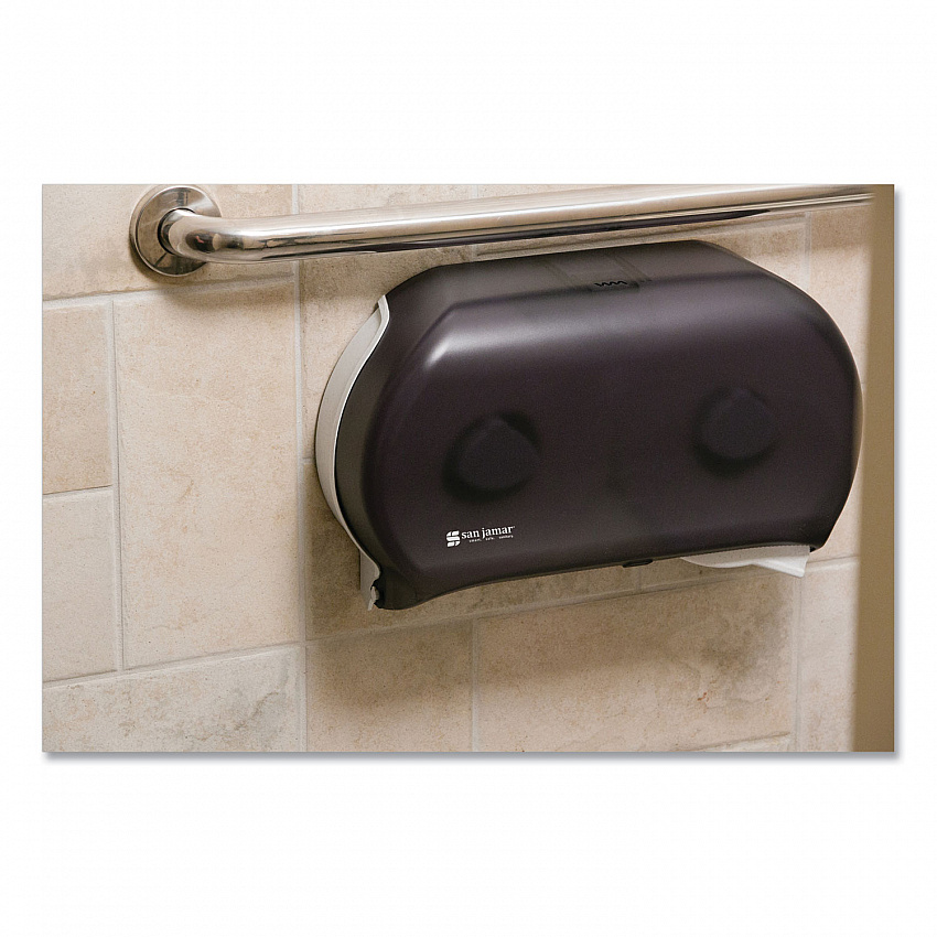 Twin 9" Jumbo BathTissue Dispenser, Classic, 19 x 5.25 x 12, Transparent Black Pearl (R4000TBK)