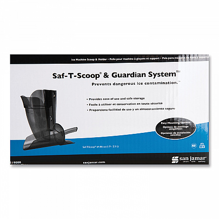 Saf-T-Scoop and Guardian System for Ice Machines, 64 oz to 86 oz Ice Scoop, Transparent Blue (SI9000)