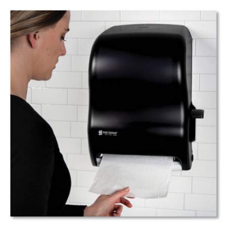 San Jamar Lever Roll Towel Dispenser, Classic, 12.94 x 9.25 x 16.5, Transparent Black Pearl (T1100TBK)