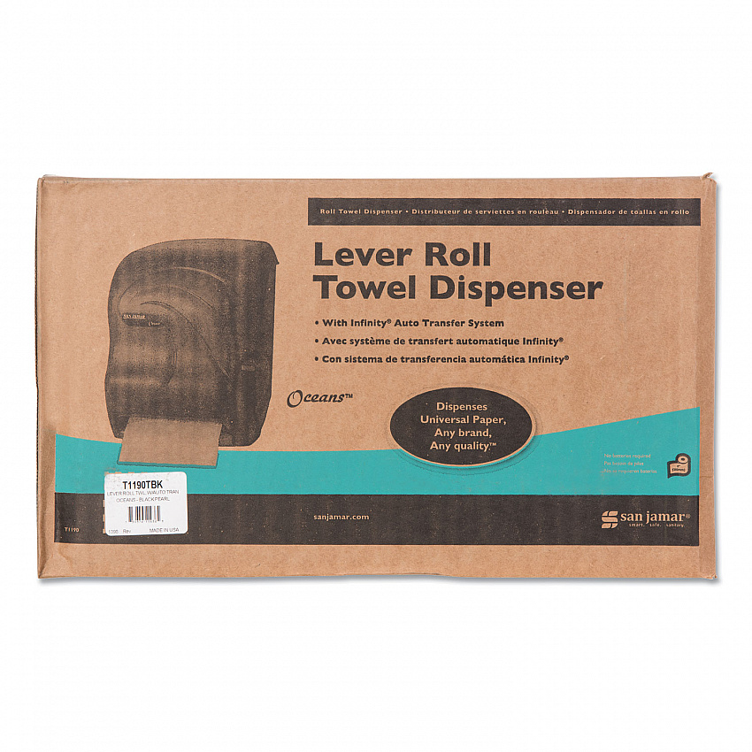 Lever Roll Towel Dispenser, Oceans, 12.94 x 9.25 x 16.5, Black Pearl (T1190TBK)