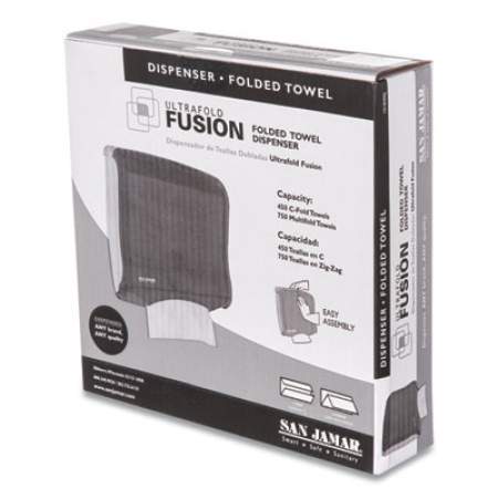 San Jamar Ultrafold Fusion C-Fold and Multifold Towel Dispenser, 11.5 x 5.5 x 11.5, Black (T1755TBK)
