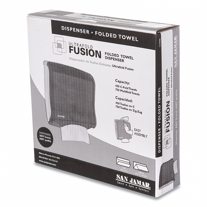 Ultrafold Fusion C-Fold and Multifold Towel Dispenser, 11.5 x 5.5 x 11.5, Black (T1755TBK)