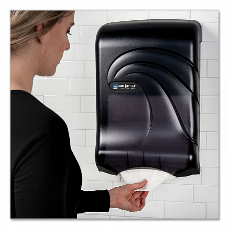 Large Capacity Ultrafold Multifold/C-Fold Towel Dispenser, Oceans, 11.75 x 6.25 x 18, Transparent Black Pearl (T1790TBK)
