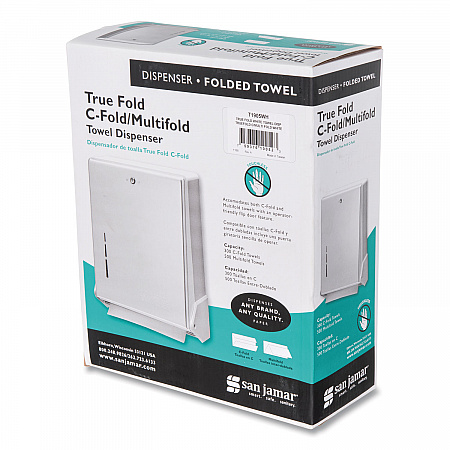 True Fold C-Fold/Multifold Paper Towel Dispenser, 11.63 x 5 x 14.5, White (T1905WH)