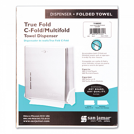 True Fold C-Fold/Multifold Paper Towel Dispenser, 11.63 x 5 x 14.5, Chrome (T1905XC)