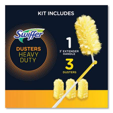 Swiffer Heavy Duty Dusters with Extendable Handle, 14" to 3 ft Handle, 1 Handle and 3 Dusters/Kit (82074)