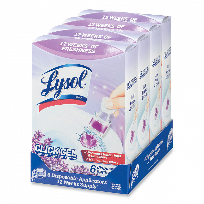 Click Gel Automatic Toilet Bowl Cleaner, Lavender Fields Scent, 6/Box, 4 Boxes/Carton (89060CT)
