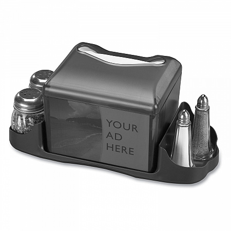 Venue Napkin Dispenser with Advertising Inset, 6.5 x 6.13 x 6.9, Black (H4005TBK)
