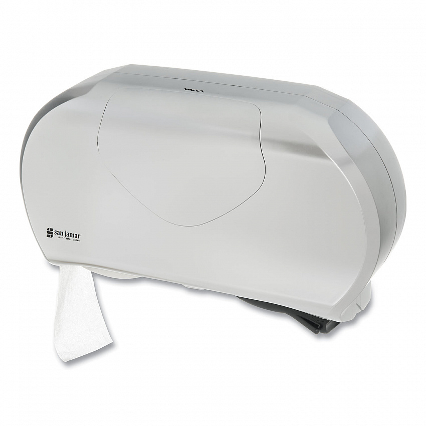 Twin 9" Jumbo Bath Tissue Dispenser, Summit, 19.25 x 6 x 12.25, Faux Stainless Steel (R4070SS)