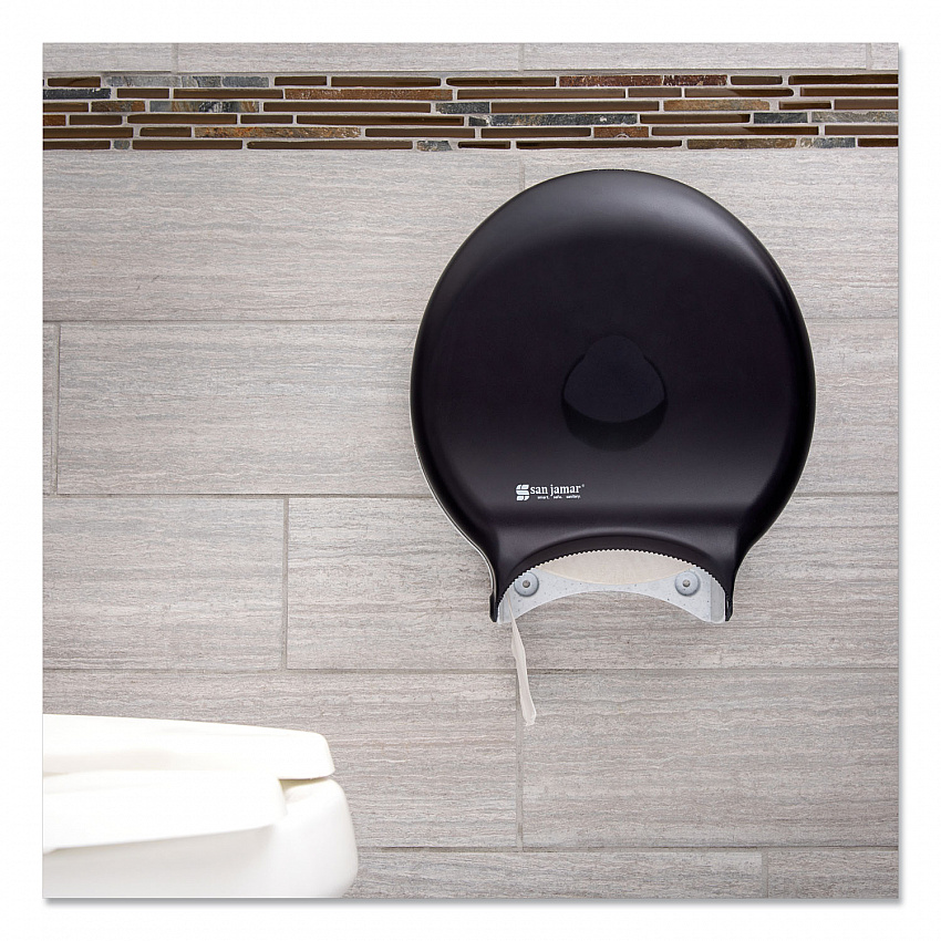 Single 12" JBT Bath Tissue Dispenser, Classic, 1 Roll, 12.9 x 5.63 x 14.88, Transparent Black Pearl (R6000TBK)