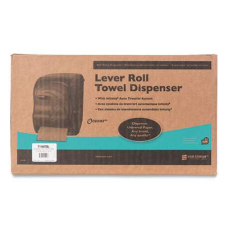 San Jamar Lever Roll Towel Dispenser, Oceans, 12.94 x 9.25 x 16.5, Arctic Blue (T1190TBL)