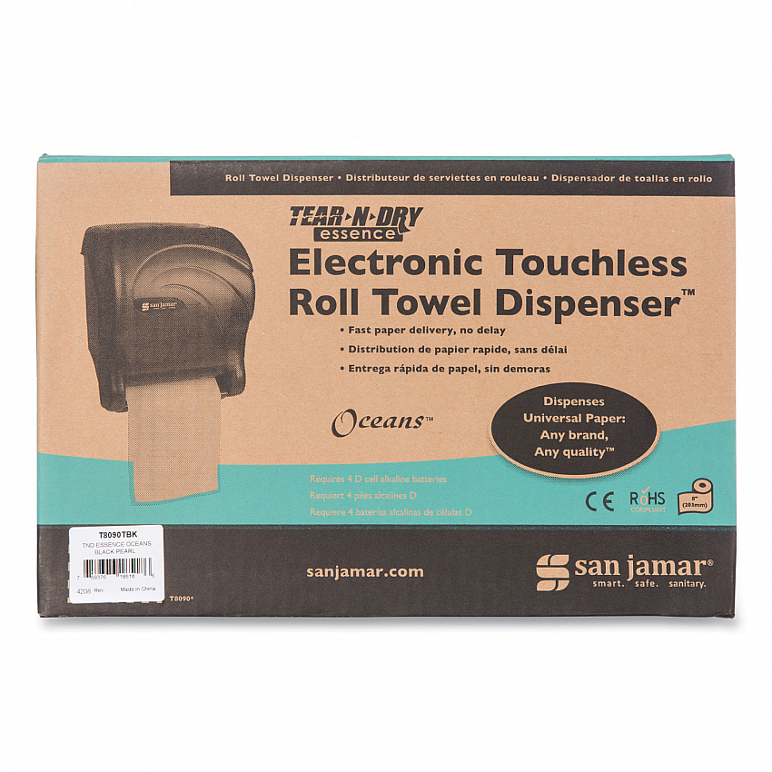 Tear-N-Dry Essence Touchless Towel Dispenser, 11.75 x 9.13 x 14.44, Black Pearl (T8090TBK)