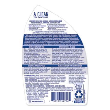 Seventh Generation Professional Disinfecting Bathroom Cleaner, Lemongrass Citrus, 32 oz Spray Bottle, 4/Carton (44980CT)