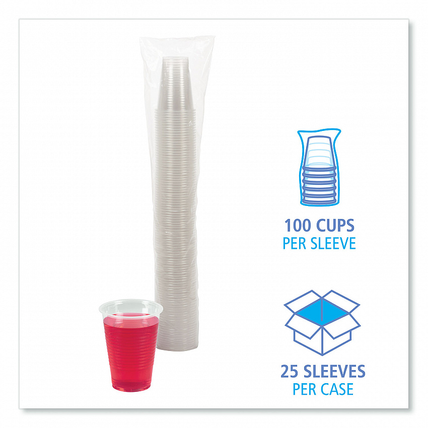 Translucent Plastic Cold Cups, 9 oz, 100/Sleeve, 25 Sleeves/Carton (TRANSCUP9CT)