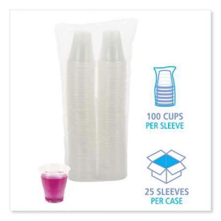 Boardwalk Translucent Plastic Cold Cups, 3 oz, Polypropylene, 25 Cups/Sleeve, 100 Sleeves/Carton (TRANSCUP3CT)