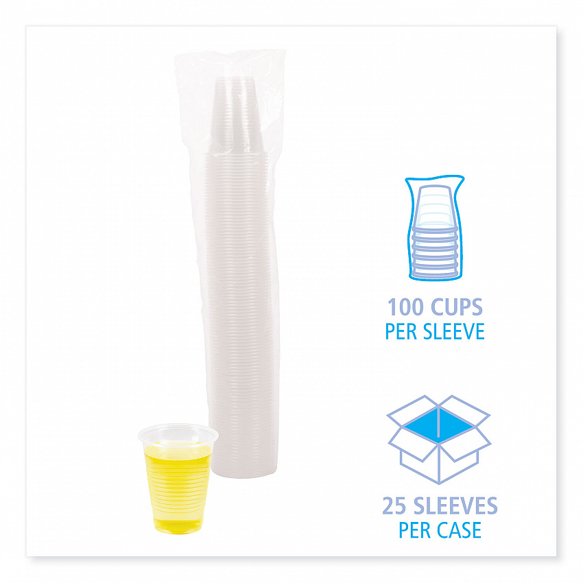 Translucent Plastic Cold Cups, 7 oz, 100/Sleeve, 25 Sleeves/Carton (TRANSCUP7CT)