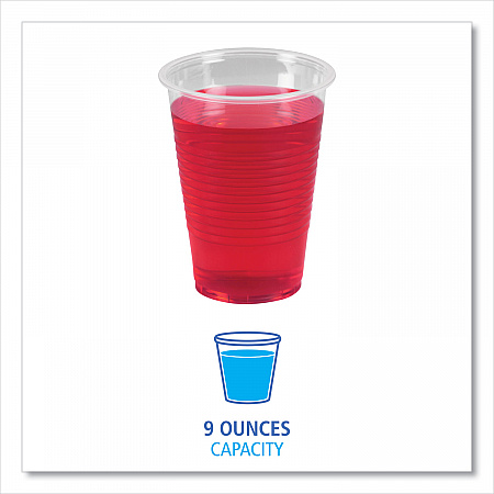 Translucent Plastic Cold Cups, 9 oz, 100/Sleeve, 25 Sleeves/Carton (TRANSCUP9CT)