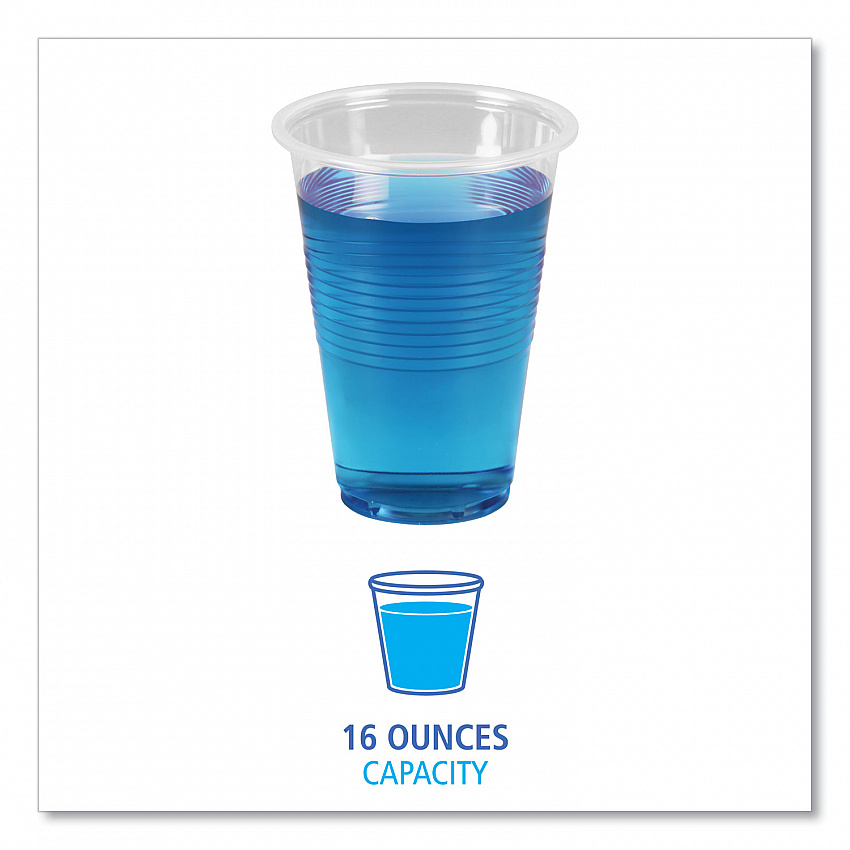 Translucent Plastic Cold Cups, 16 oz, 50/Sleeve, 20 Sleeves/Carton (TRANSCUP16CT)
