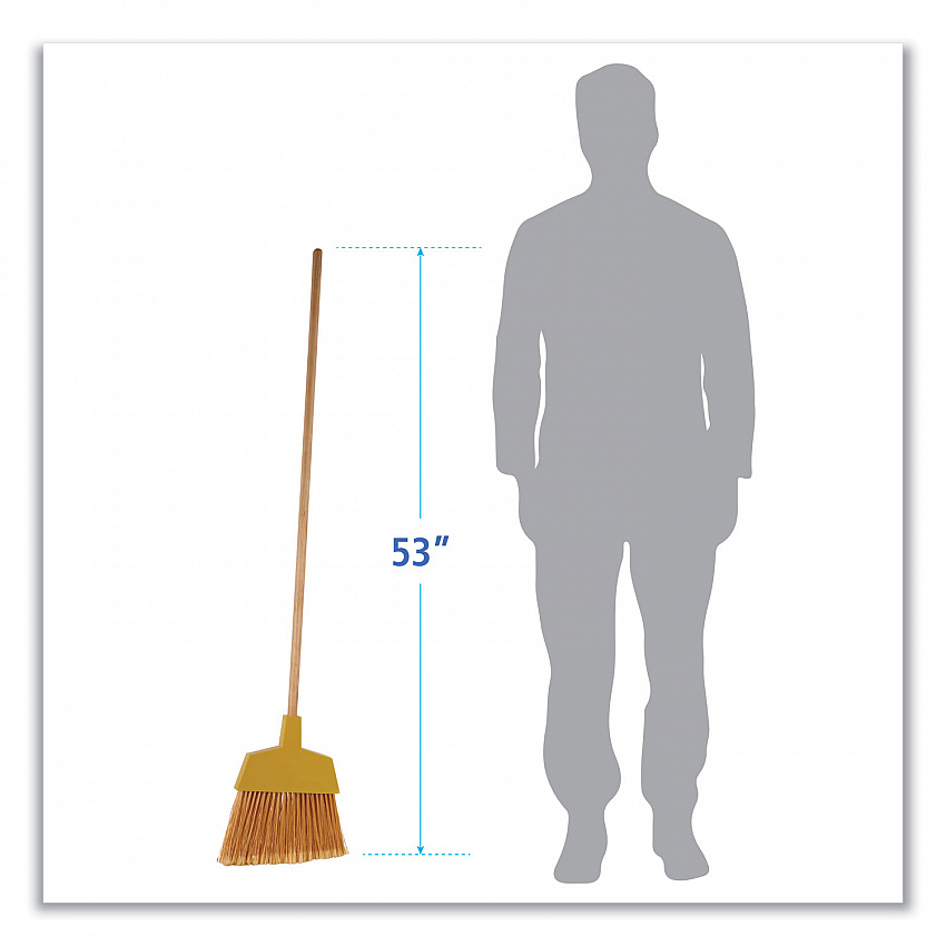 Angler Broom, 53" Length, Yellow, 12/Carton (932ACT)