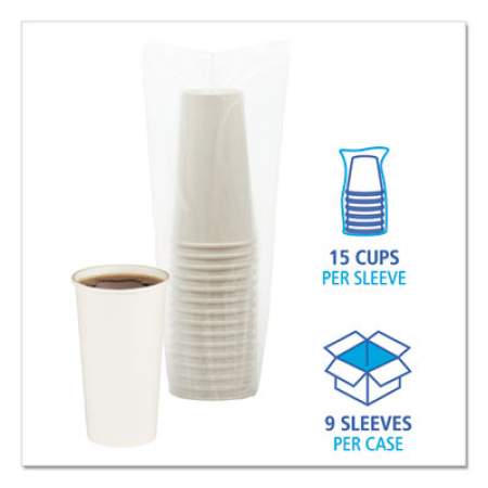 Boardwalk Convenience Pack Paper Hot Cups, 20 oz, White, 9 Cups/Sleeve, 15 Sleeves/Carton (WHT20HCUPOP)