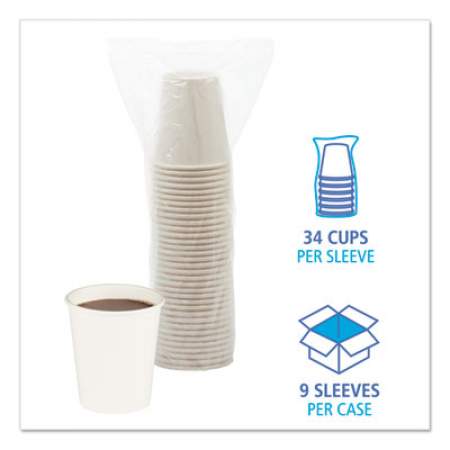 Boardwalk Convenience Pack Paper Hot Cups, 8 oz, White, 9 Cups/Sleeve, 34 Sleeves/Carton (WHT8HCUPOP)