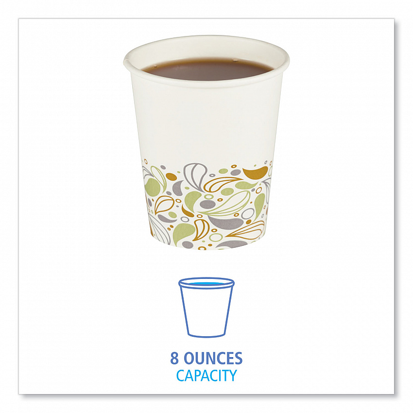 Deerfield Printed Paper Hot Cups, 8 oz, 50/Sleeve, 20 Sleeves/Carton (DEER8HCUP)