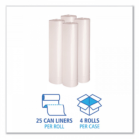 Recycled Low-Density Polyethylene Can Liners, 56 gal, 1.4 mil, 43