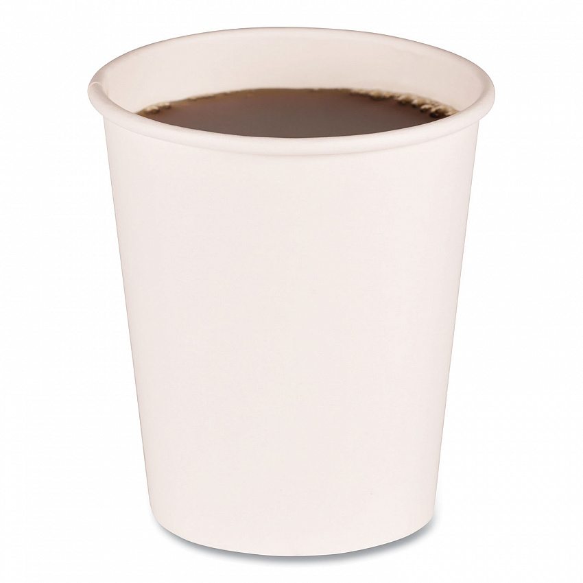 Paper Hot Cups, 8 oz, White, 50/Sleeve, 20 Sleeves/Carton (WHT8HCUP)