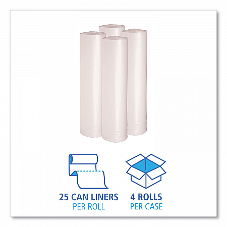 Recycled Low-Density Polyethylene Can Liners, 56 gal, 1.1 mil, 43