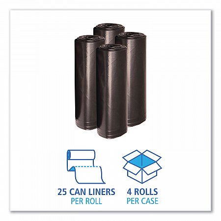 Recycled Low-Density Polyethylene Can Liners, 45 gal, 1.6 mil, 40