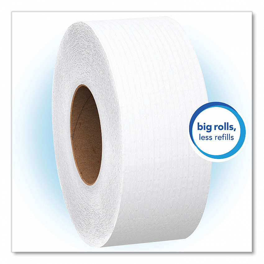 Essential JRT Jumbo Roll Bathroom Tissue, Septic Safe, 1-Ply, 3.55" x 2,000 ft, White, 12 Rolls/Carton (07223)