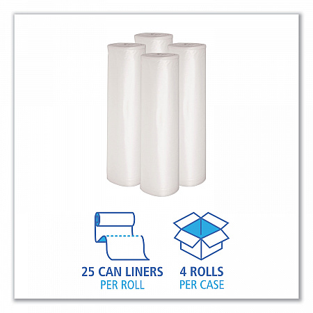 Recycled Low-Density Polyethylene Can Liners, 60 gal, 1.1 mil, 38