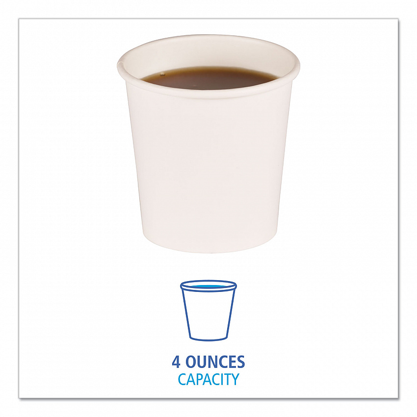 Paper Hot Cups, 4 oz, White, 50/Sleeve, 20 Sleeves/Carton (WHT4HCUP)