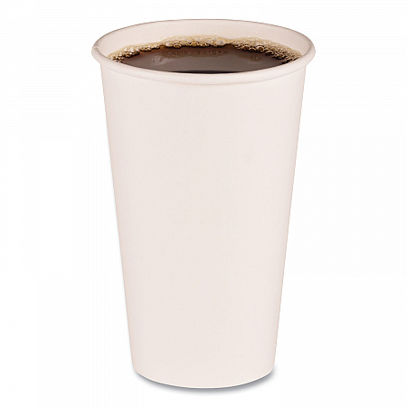 Paper Hot Cups, 16 oz, White, 50/Sleeve, 20 Sleeves/Carton (WHT16HCUP)