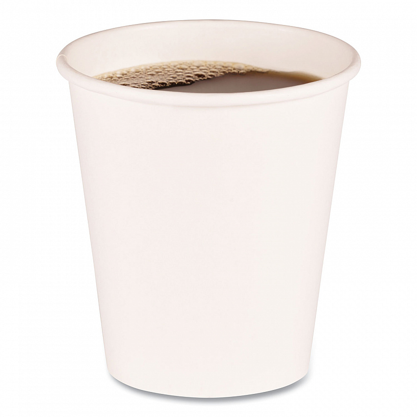 Paper Hot Cups, 10 oz, White, 50/Sleeve, 20 Sleeves/Carton (WHT10HCUP)