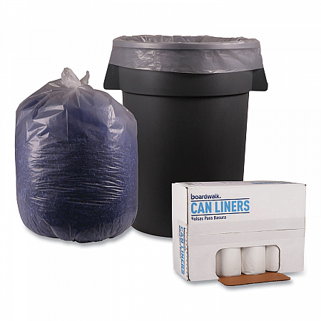 Recycled Low-Density Polyethylene Can Liners, 56 gal, 1.4 mil, 43